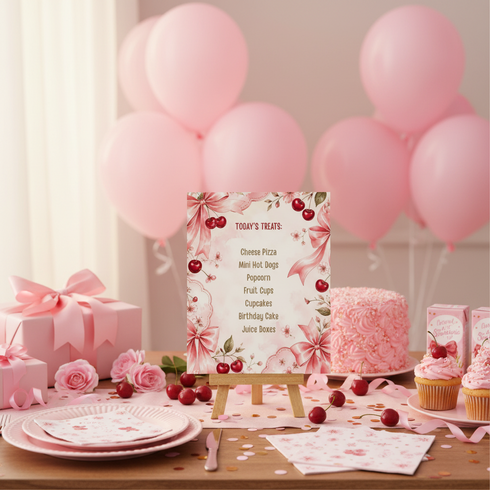 Cherry Birthday Party Bundle | Cherry & Bow Birthday Decorations