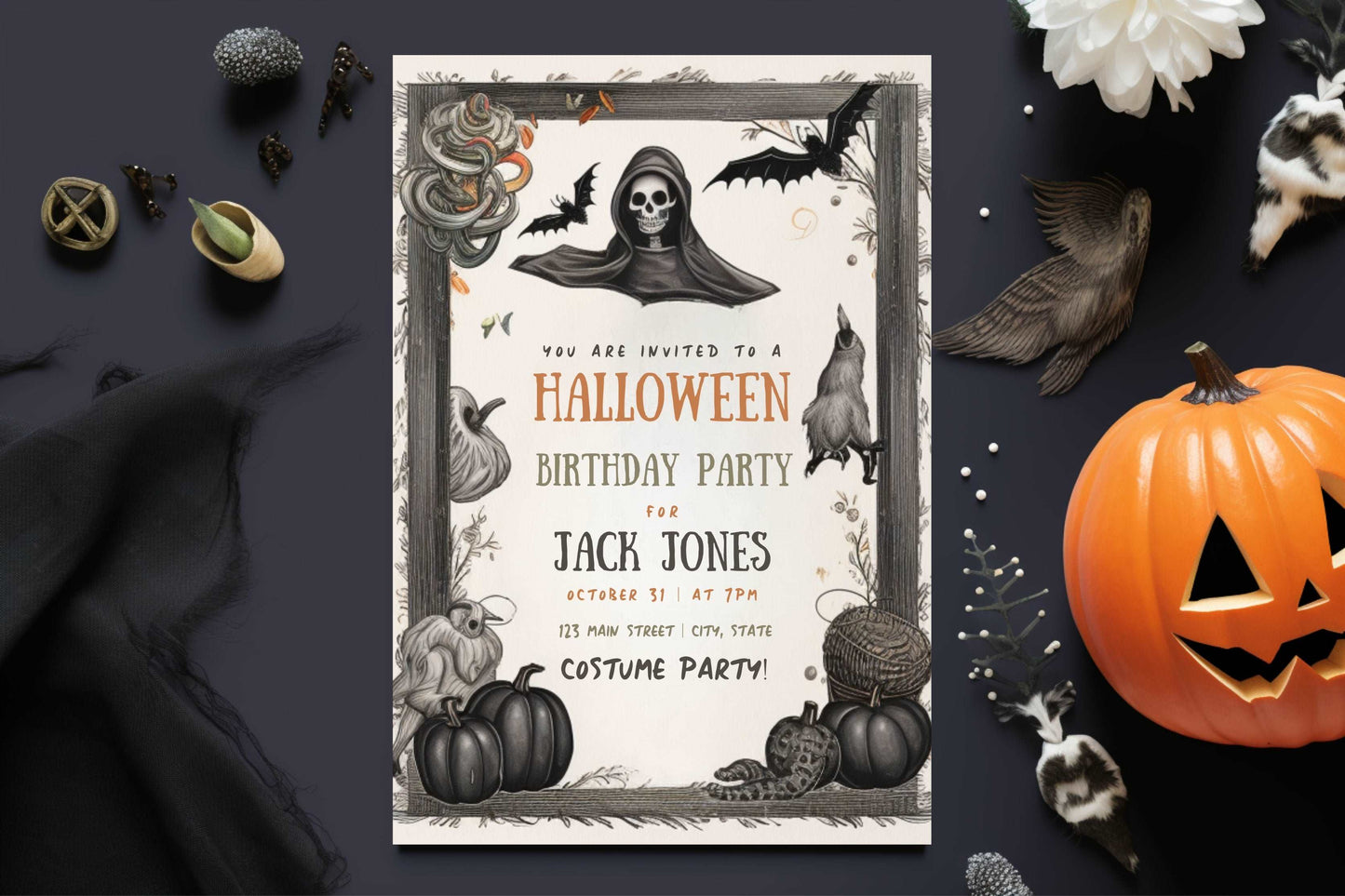 Personalized Halloween Birthday Invitation