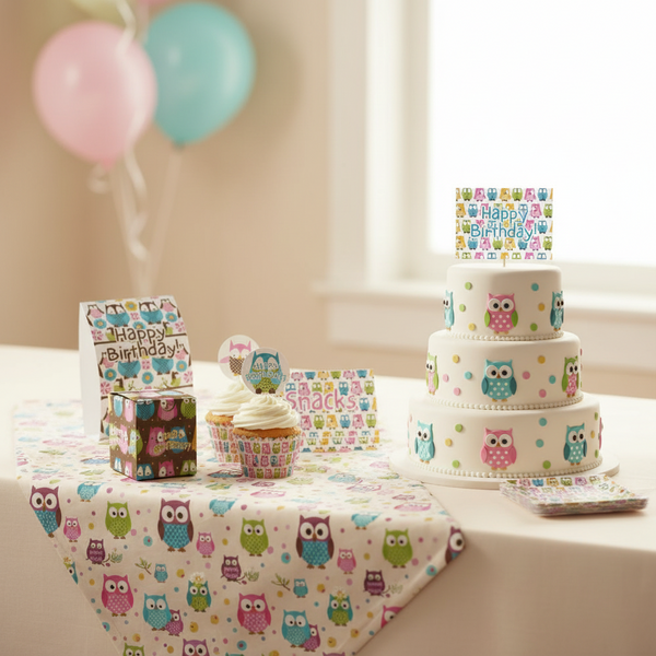 Editable Owl Birthday Party Bundle | Instant Download Party Decor