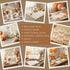 A collage-style promotional graphic showing multiple fall-themed party setup examples around a central brown text panel. The text reads: 'WELCOME SIGN • PHOTO FRAME • DIRECTIONAL SIGNS • WINNING CERTIFICATES • BINGO • MORE GAMES!'.