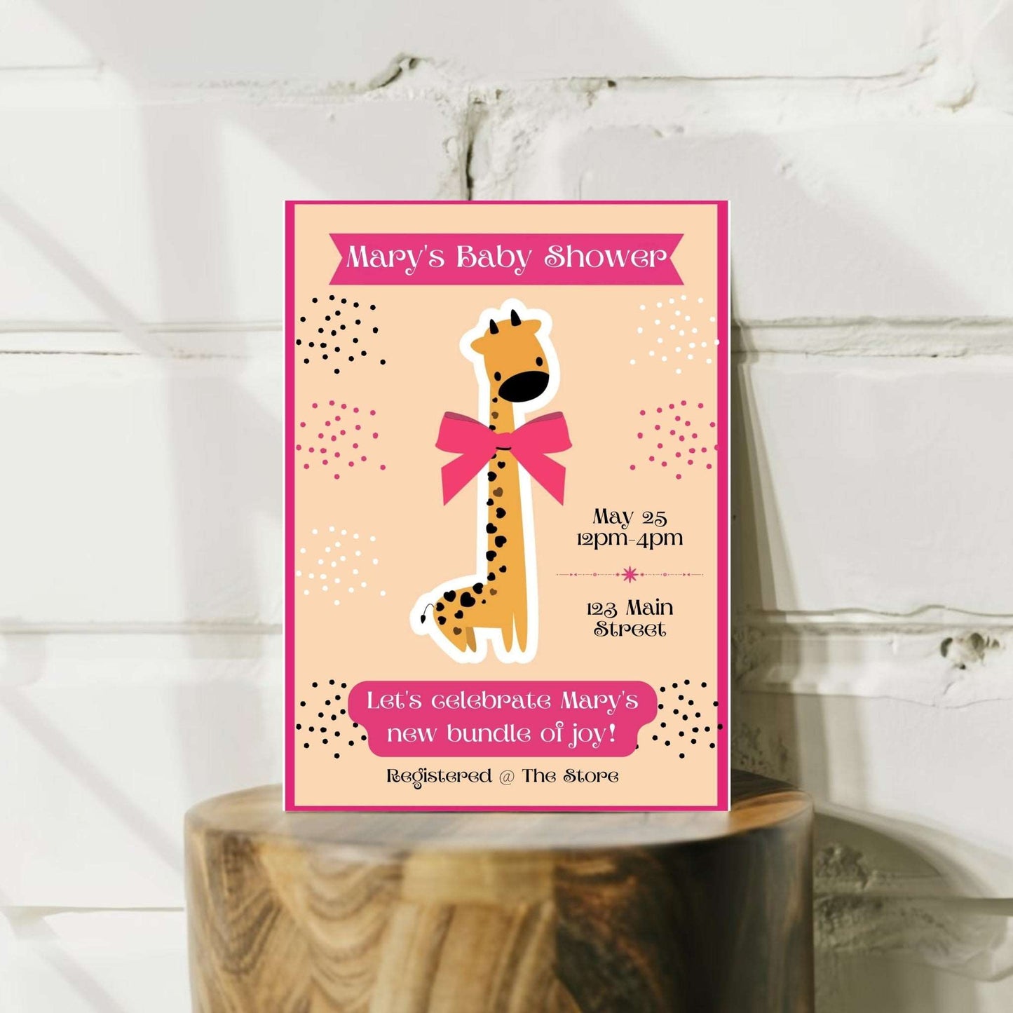 Personalized Giraffe Baby Shower Invitation II