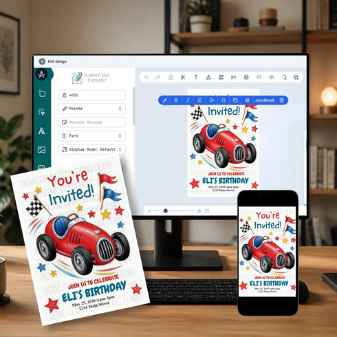 Race Car Birthday Invitation for Kids