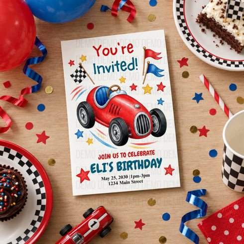 Race Car Birthday Invitation for Kids