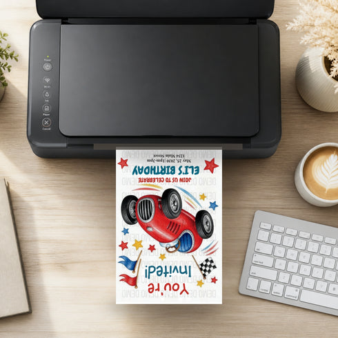 Race Car Birthday Invitation for Kids