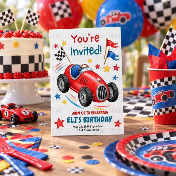 Race Car Birthday Invitation for Kids