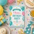 Cute Teal Balloon Birthday Invitation
