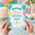 Cute Teal Balloon Birthday Invitation