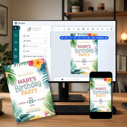 Tropical Island Birthday Party Invitation