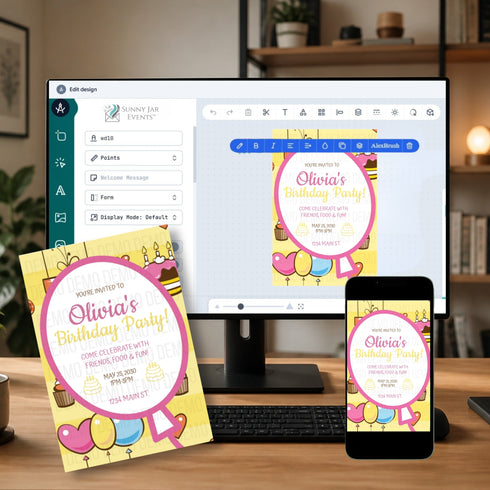 Editable Balloon Birthday Invitation
