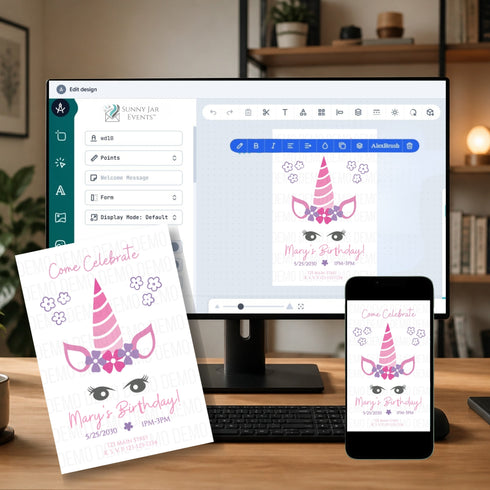 Personalized Cute Unicorn Birthday Invitation
