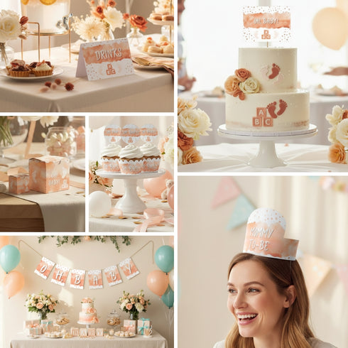 Peach "Oh, Baby" Baby Shower Bundle | Editable Baby Shower Printables
