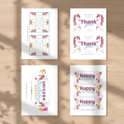 Unicorn Birthday Party Bundle | Editable Party Decorations & Instant Download Printables