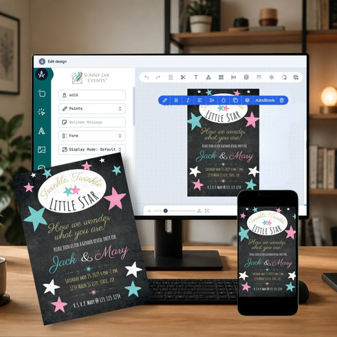 Twinkle Little Star Gender Reveal Invitation