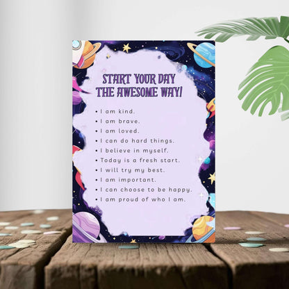 Space Adventure Kids Printable Bundle – Daily Schedule, Chore Chart, Teeth Brushing Tracker & Affirmation Page