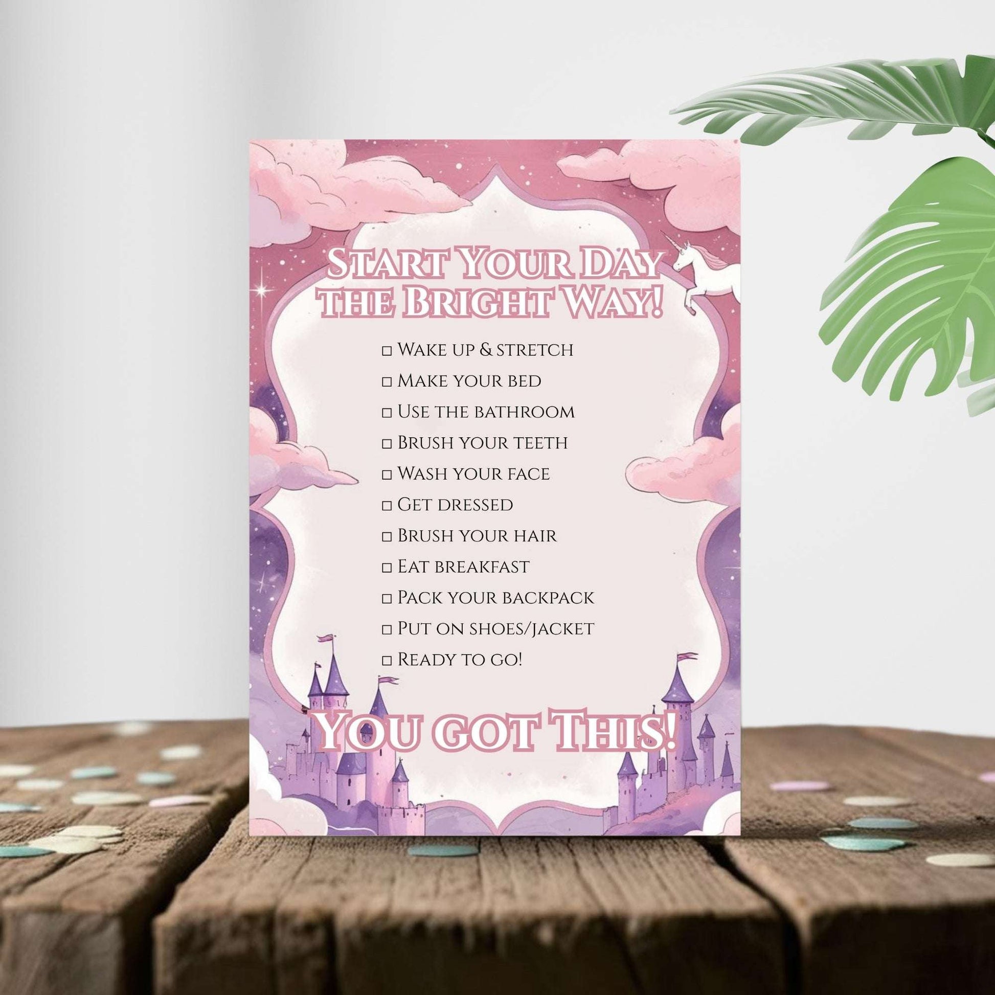 Unicorn Kids Daily Routine Printable Set – 4 Chart Bundle (Editable) | Getting Ready, Daily Planner, Evening Routine, Room Cleaning