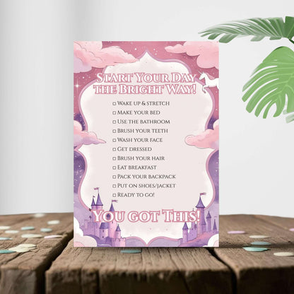 Unicorn Kids Daily Routine Printable Set – 4 Chart Bundle (Editable) | Getting Ready, Daily Planner, Evening Routine, Room Cleaning