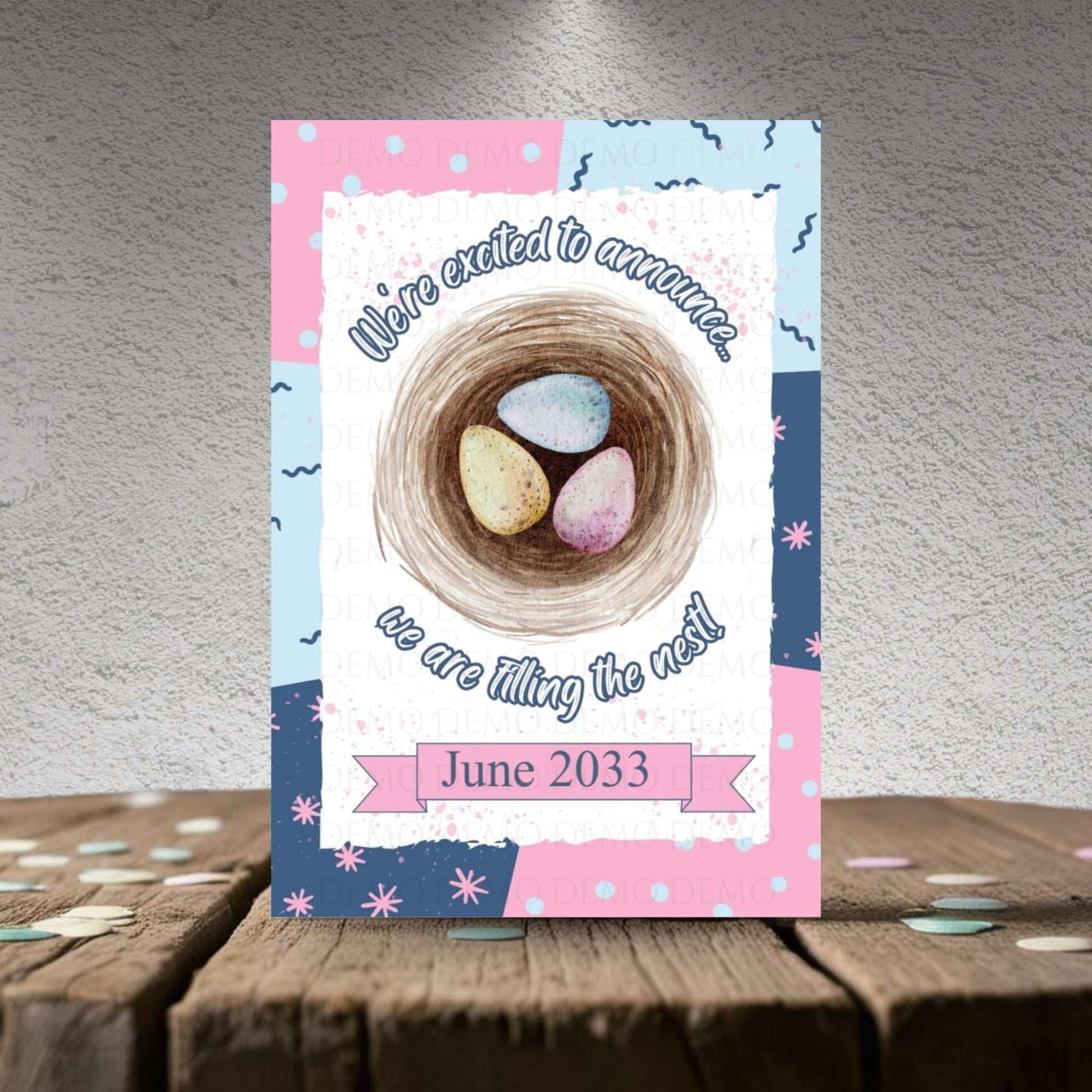 Bird’s Nest Pregnancy Announcement – Personalized Printable Reveal