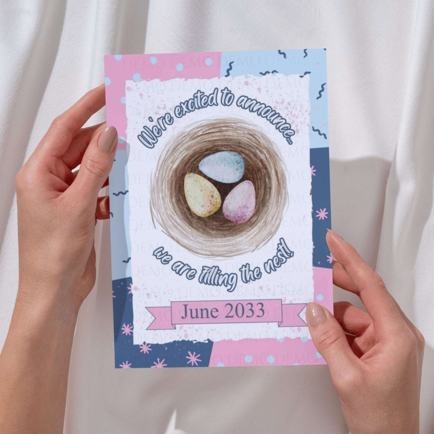 Bird’s Nest Pregnancy Announcement – Personalized Printable Reveal