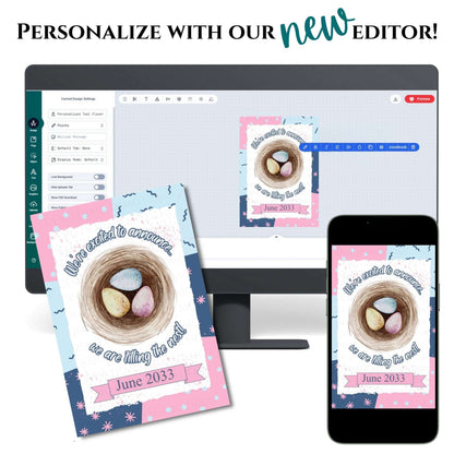 Bird’s Nest Pregnancy Announcement – Personalized Printable Reveal