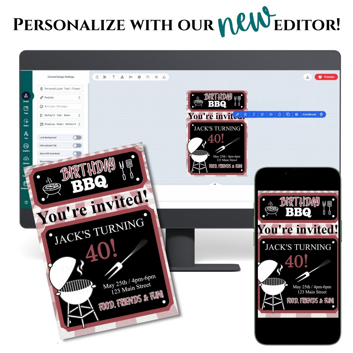 Personalized Milestone BBQ Birthday Invitation – Editable Template