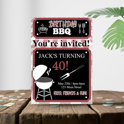Personalized Milestone BBQ Birthday Invitation – Editable Template