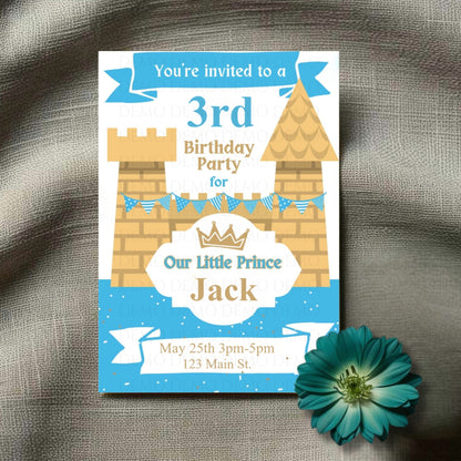 Blue Castle Personalized Birthday Invite