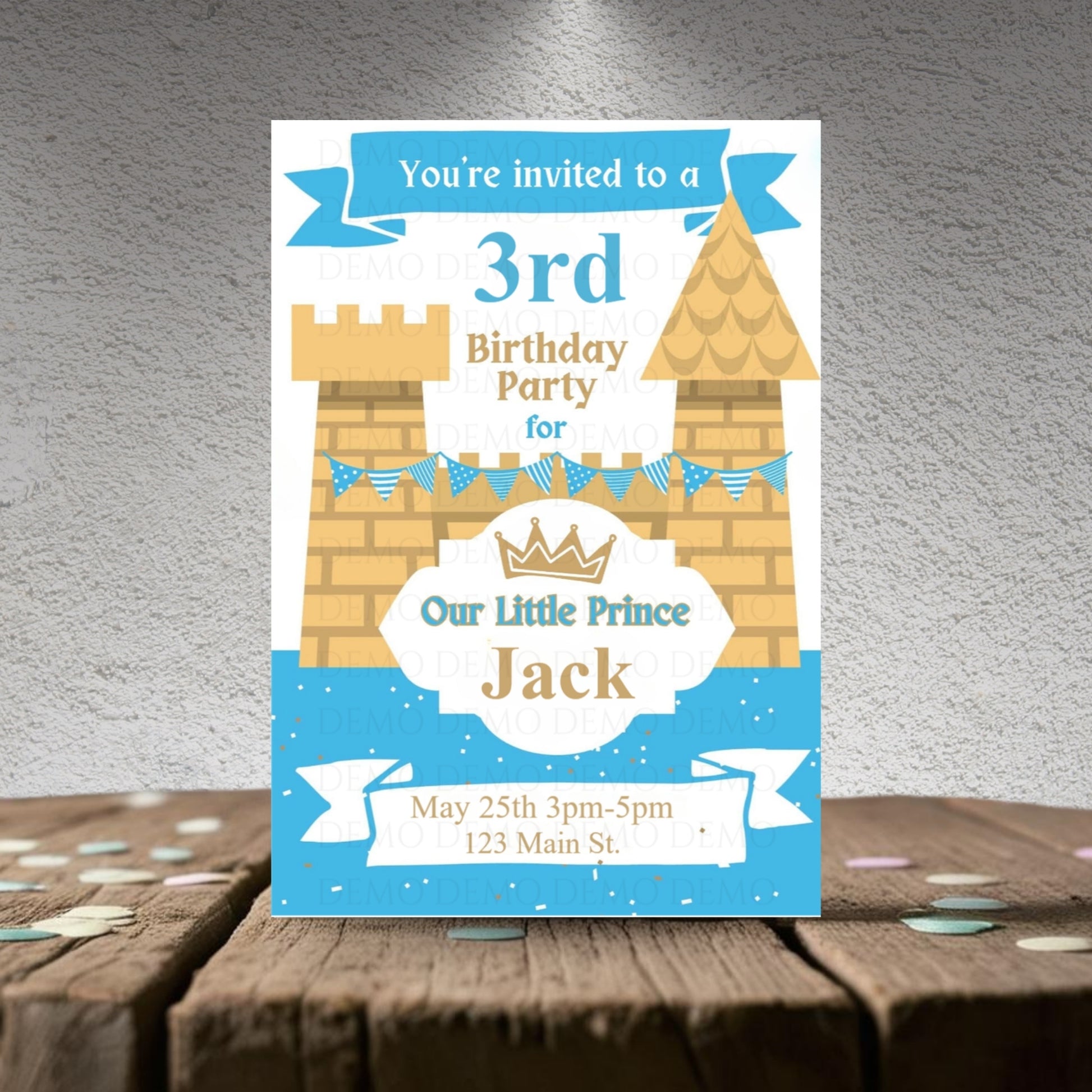 Blue Castle Personalized Birthday Invite