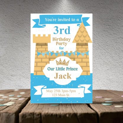 Blue Castle Personalized Birthday Invite