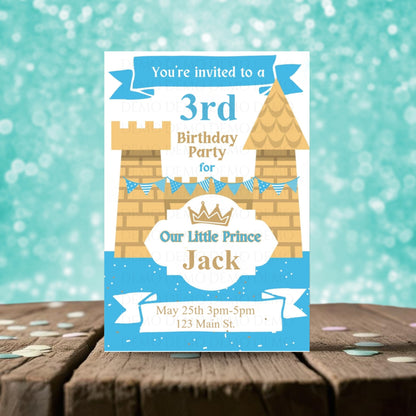 Blue Castle Personalized Birthday Invite
