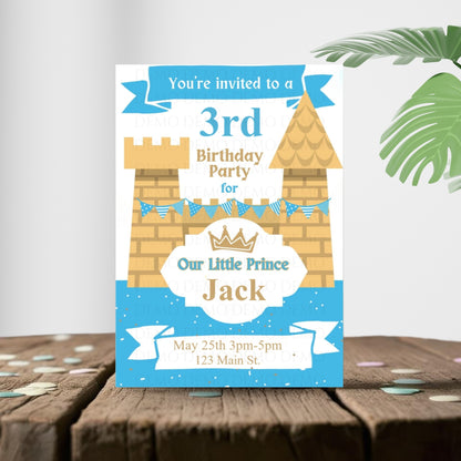 Blue Castle Personalized Birthday Invite