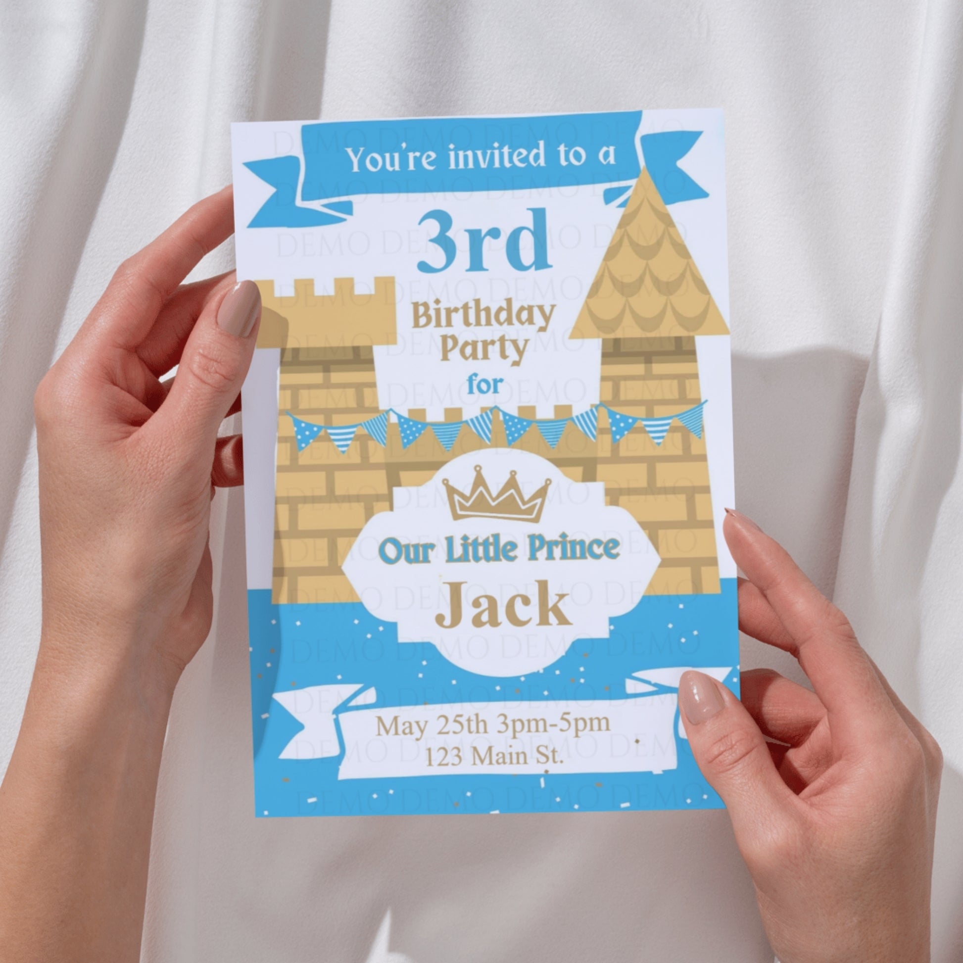 Blue Castle Personalized Birthday Invite