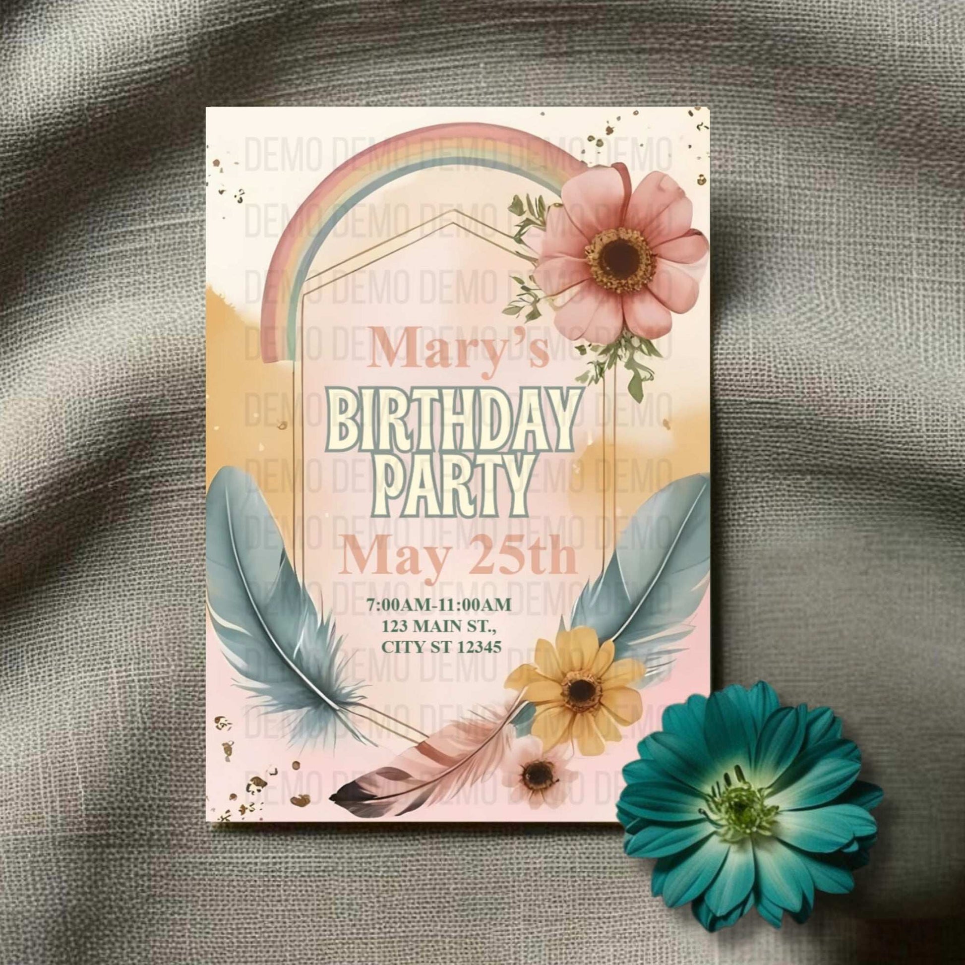 Boho Floral Birthday Invitation – Editable