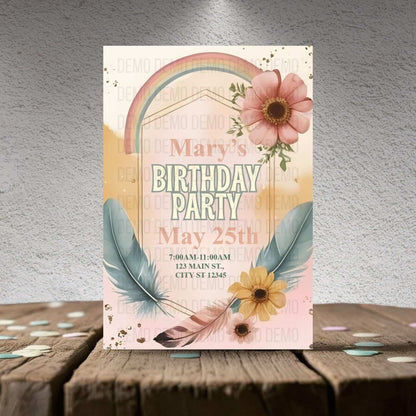 Boho Floral Birthday Invitation – Editable