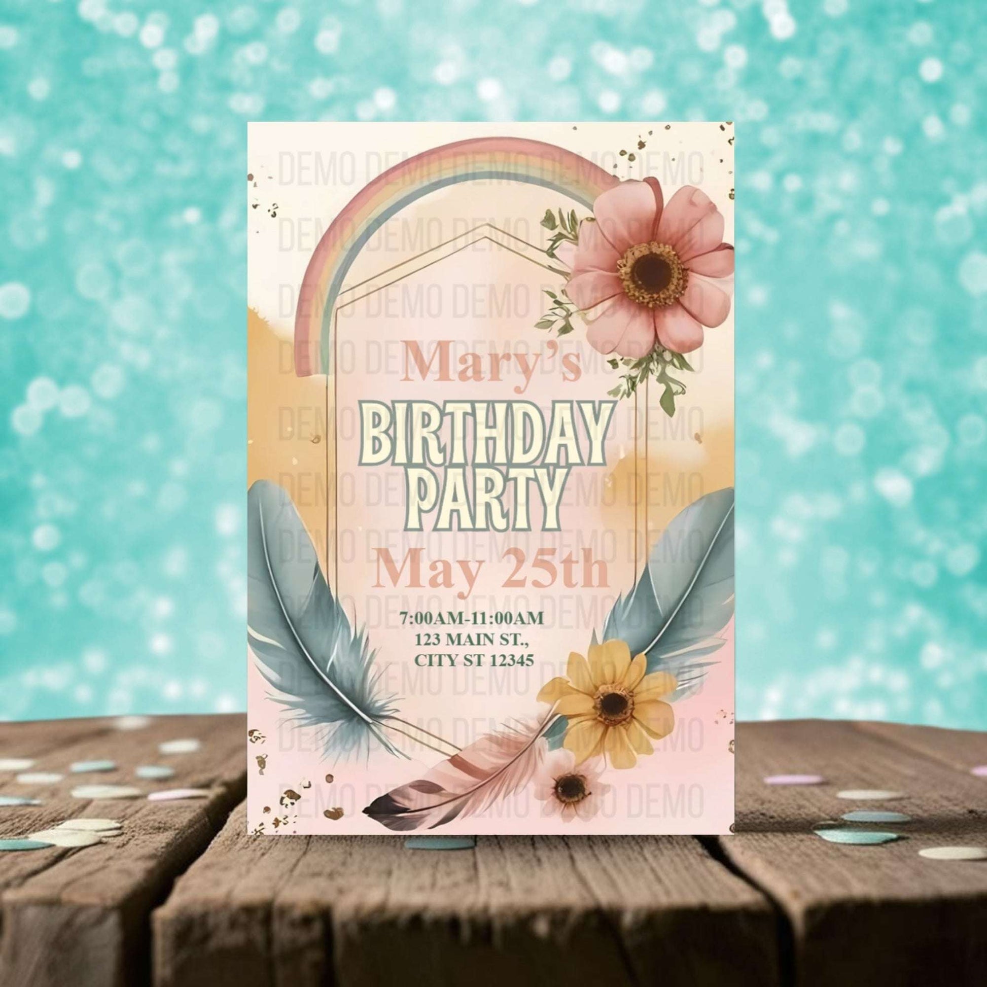 Boho Floral Birthday Invitation – Editable