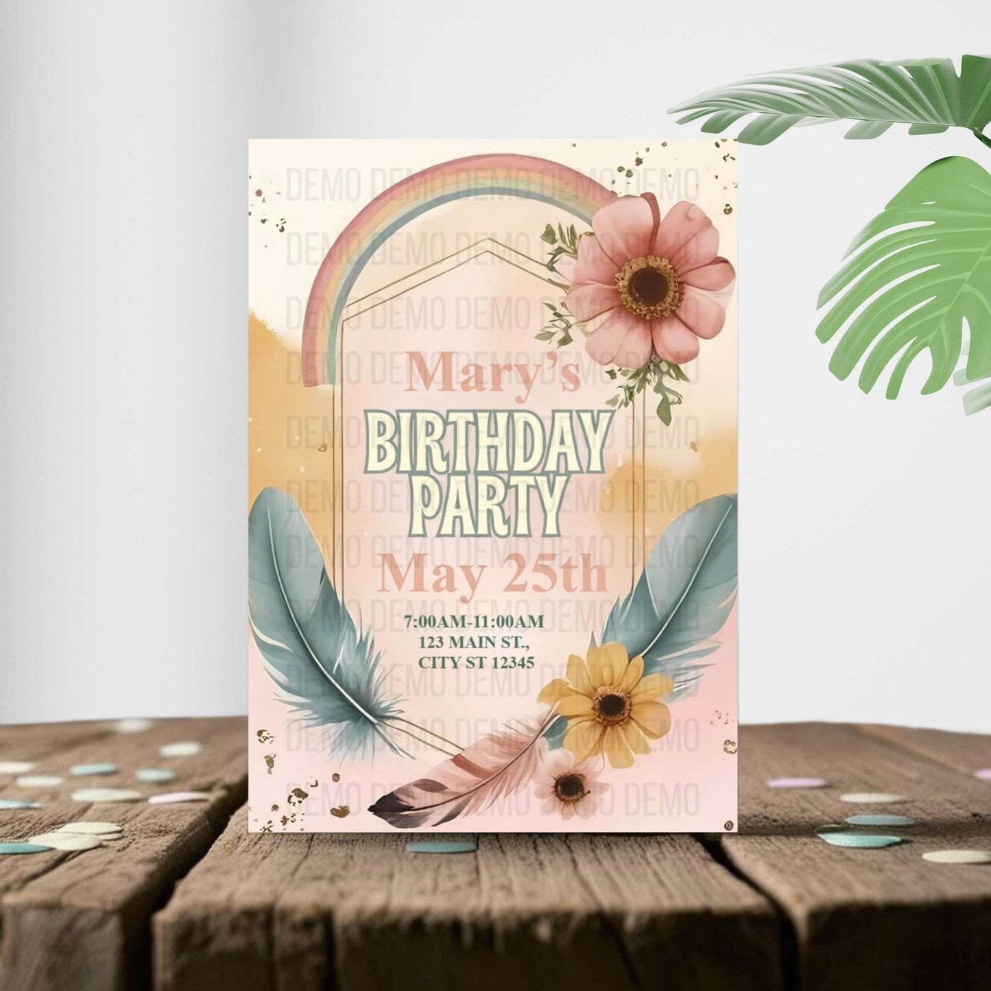 Boho Floral Birthday Invitation – Editable