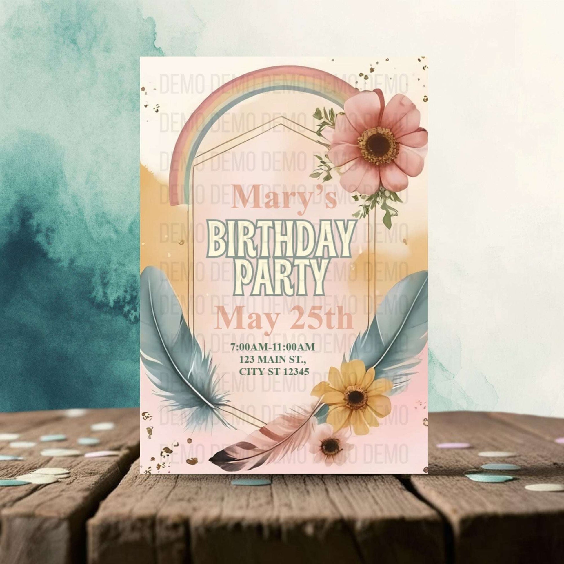 Boho Floral Birthday Invitation – Editable