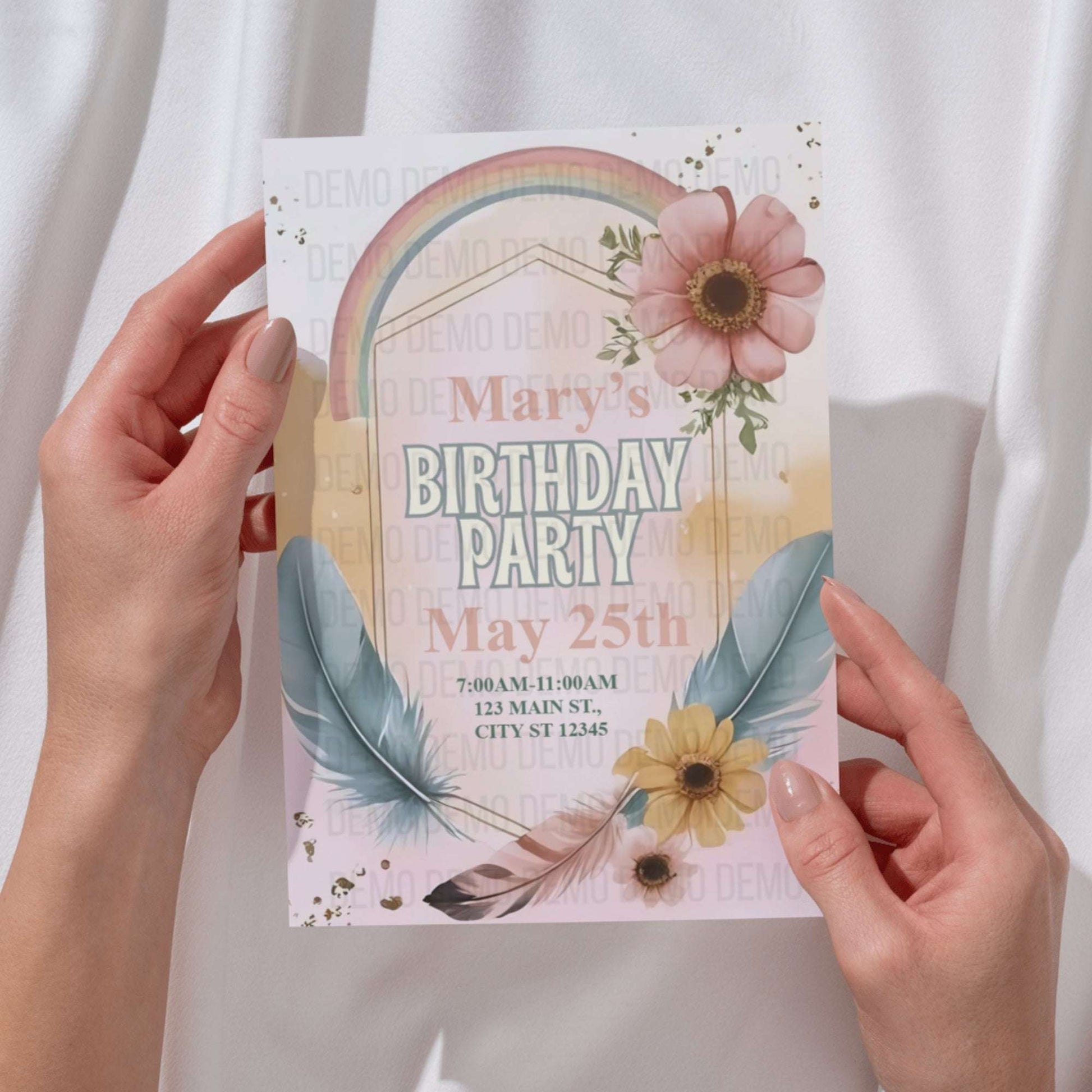 Boho Floral Birthday Invitation – Editable