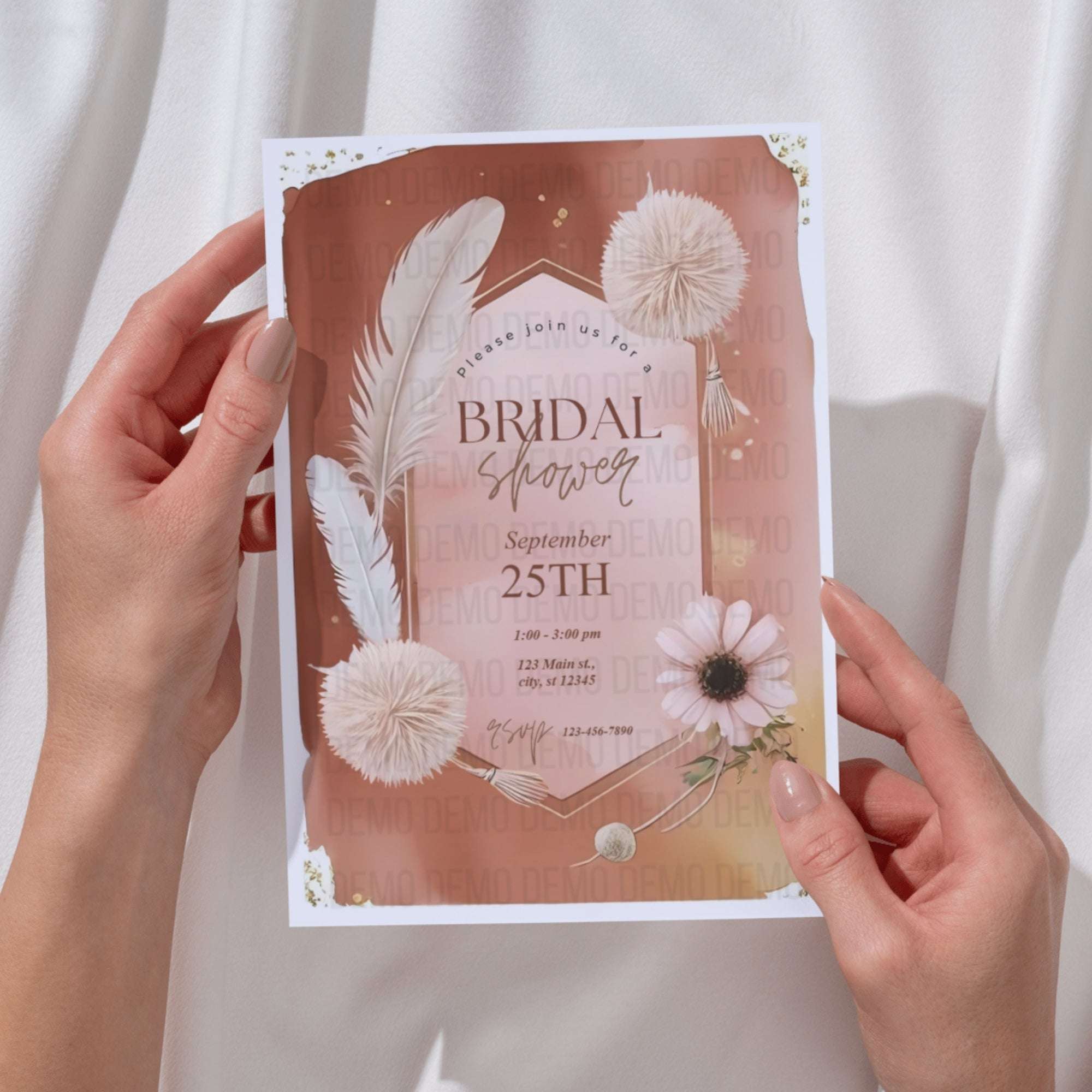 Boho Bridal Shower Invitation – Editable Template