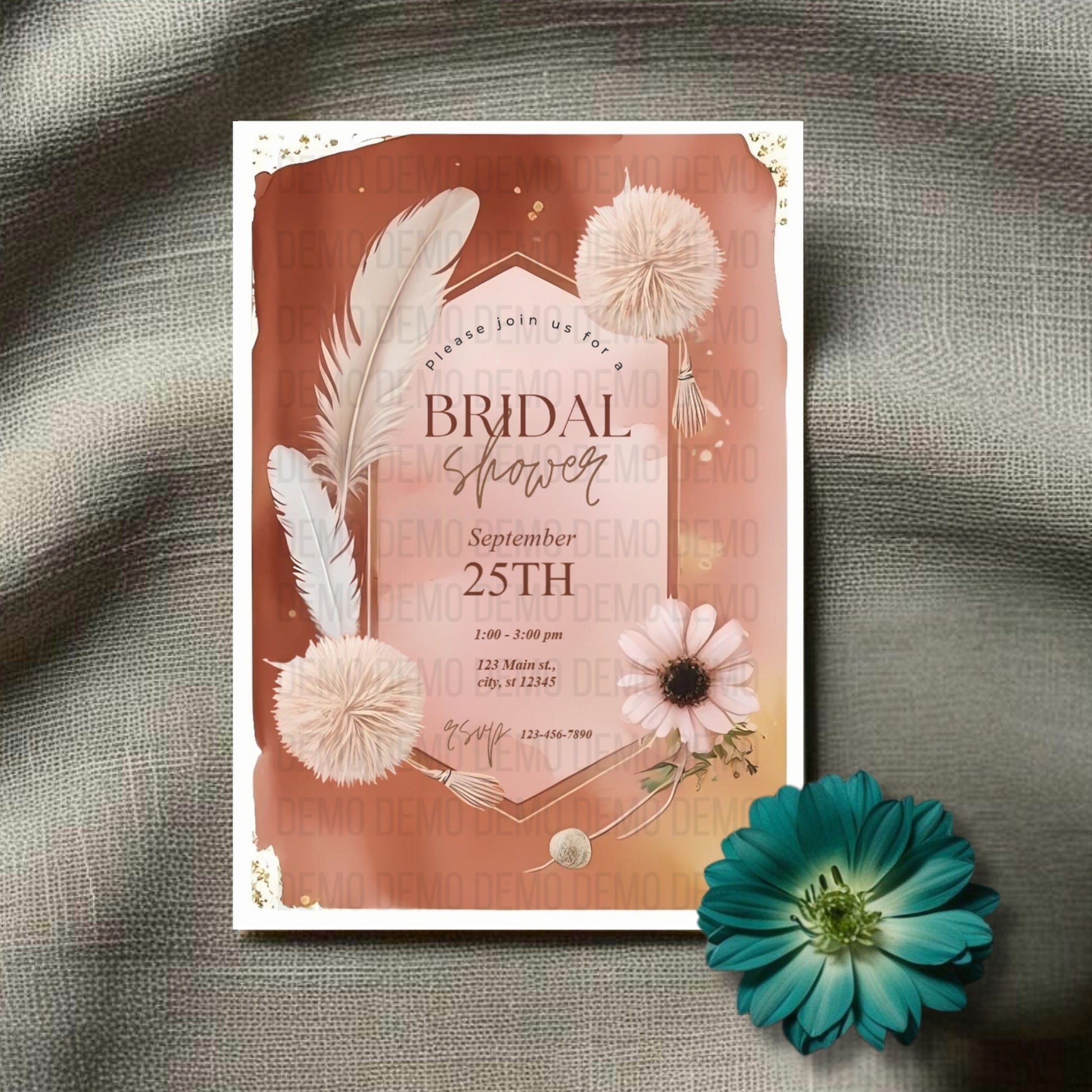 Boho Bridal Shower Invitation – Editable Template