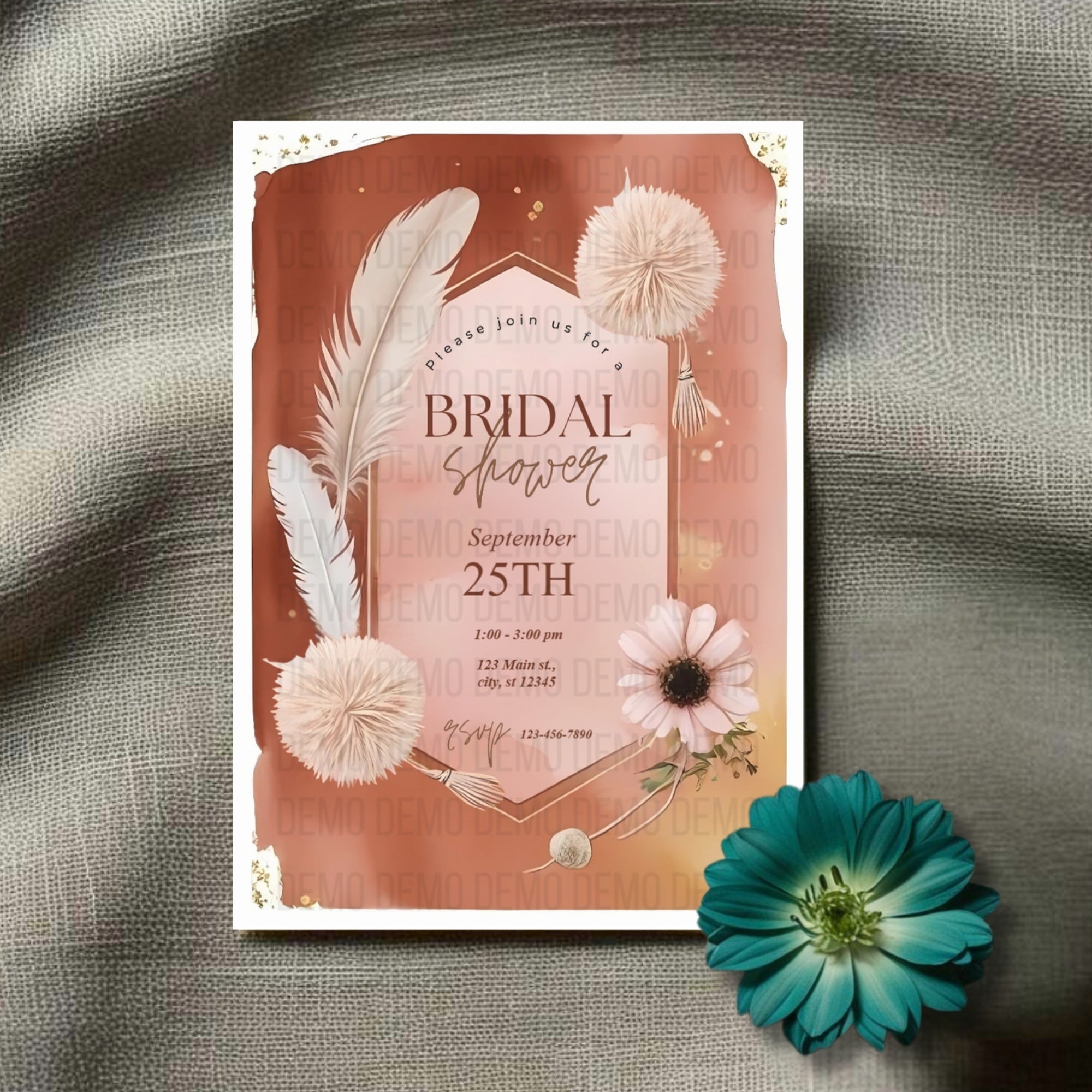 Boho Bridal Shower Invitation – Editable Template