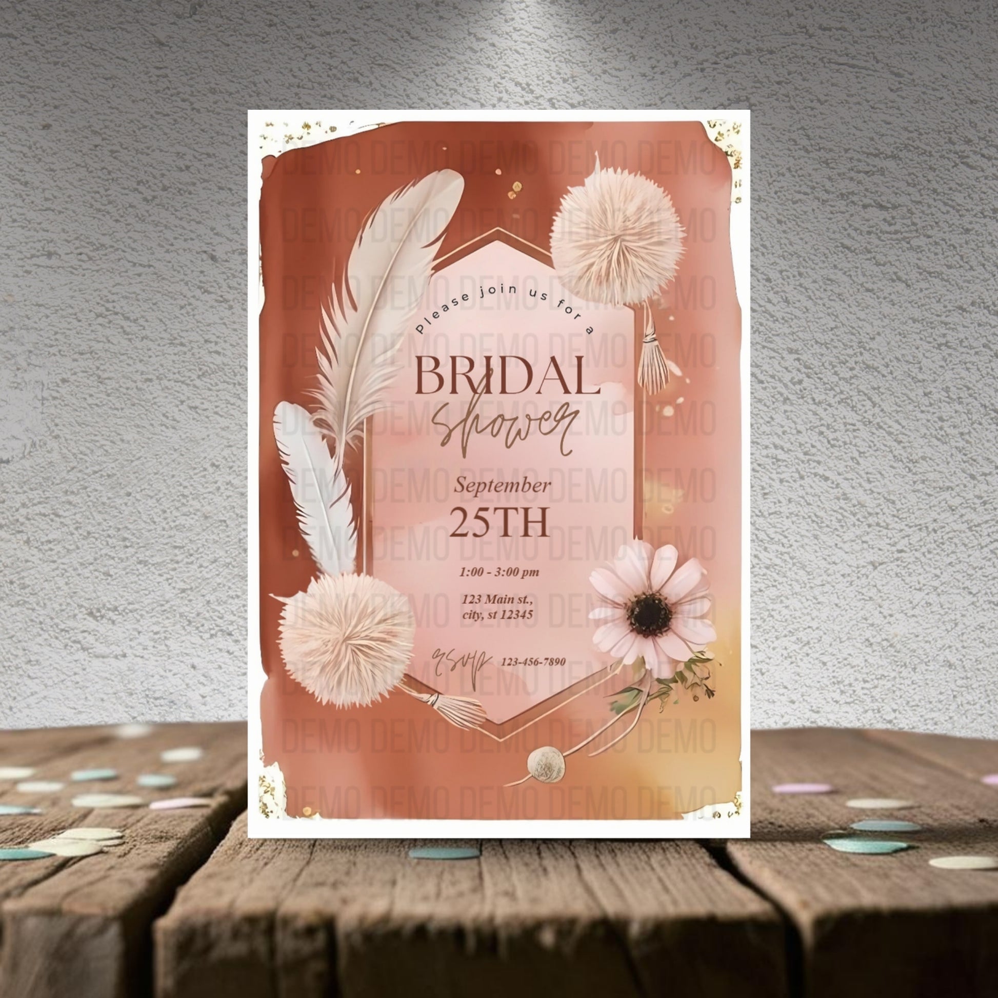 Boho Bridal Shower Invitation – Editable Template