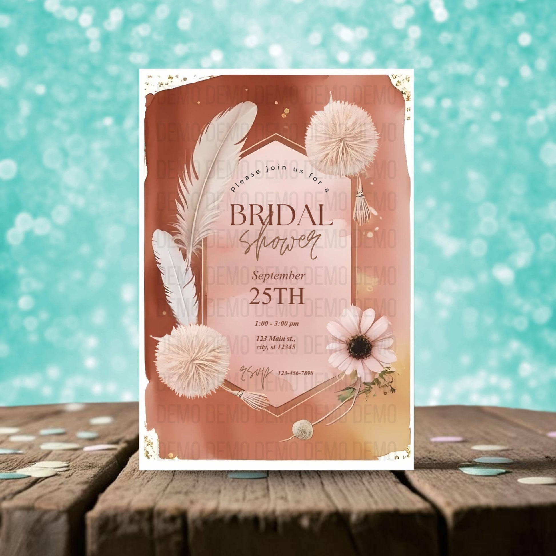 Boho Bridal Shower Invitation – Editable Template