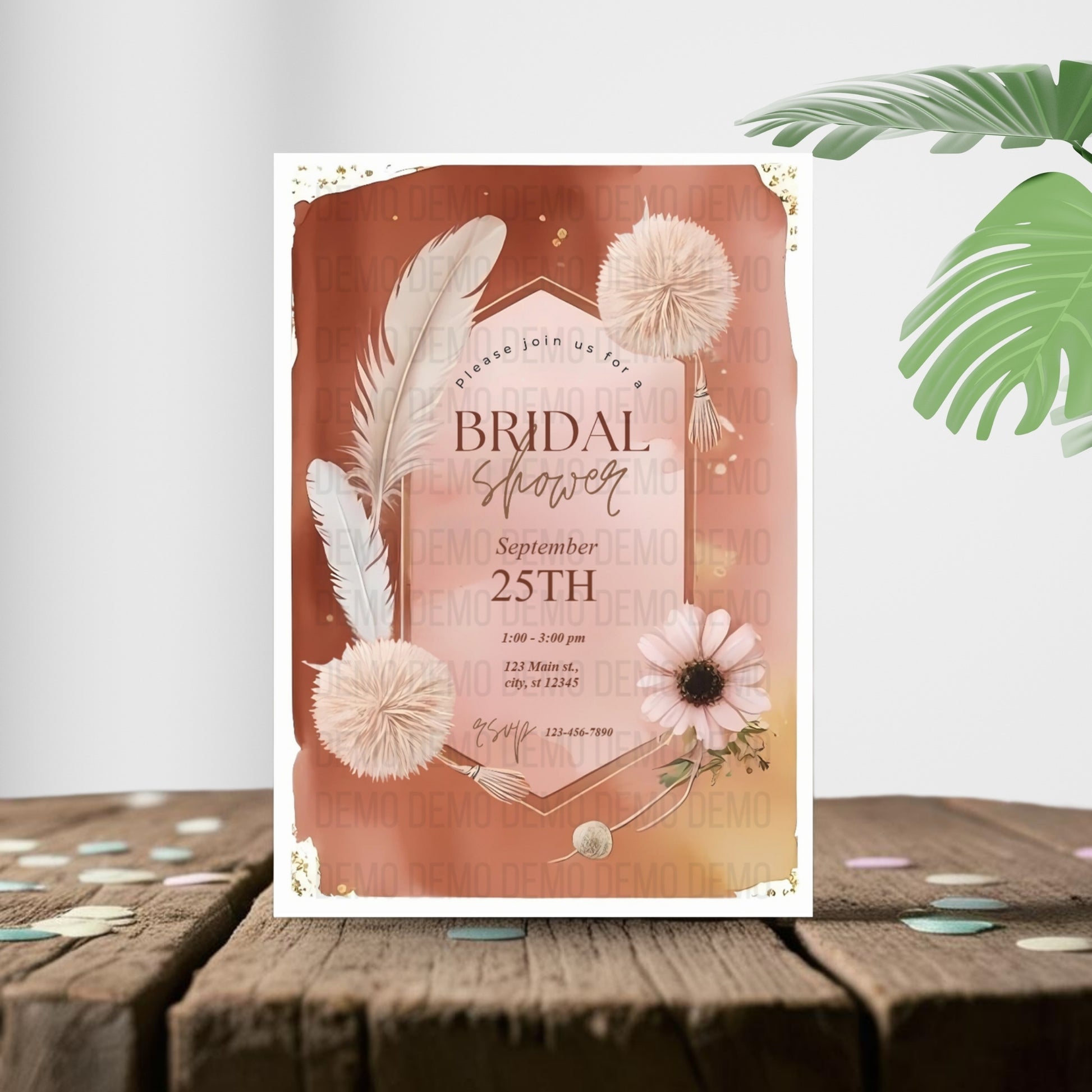 Boho Bridal Shower Invitation – Editable Template