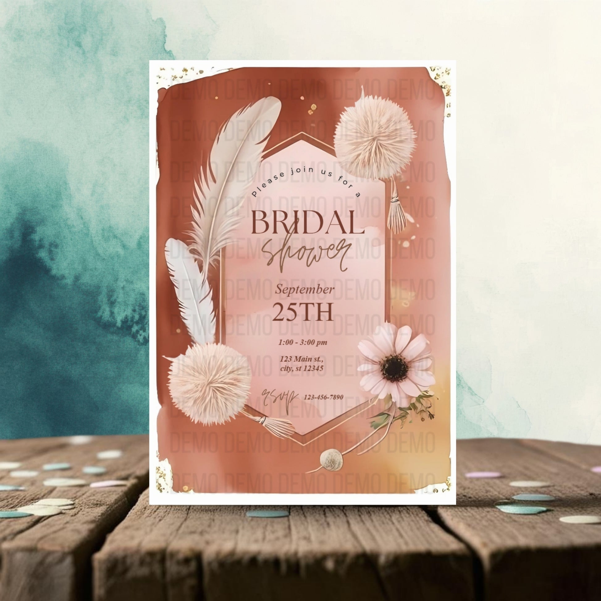 Boho Bridal Shower Invitation – Editable Template