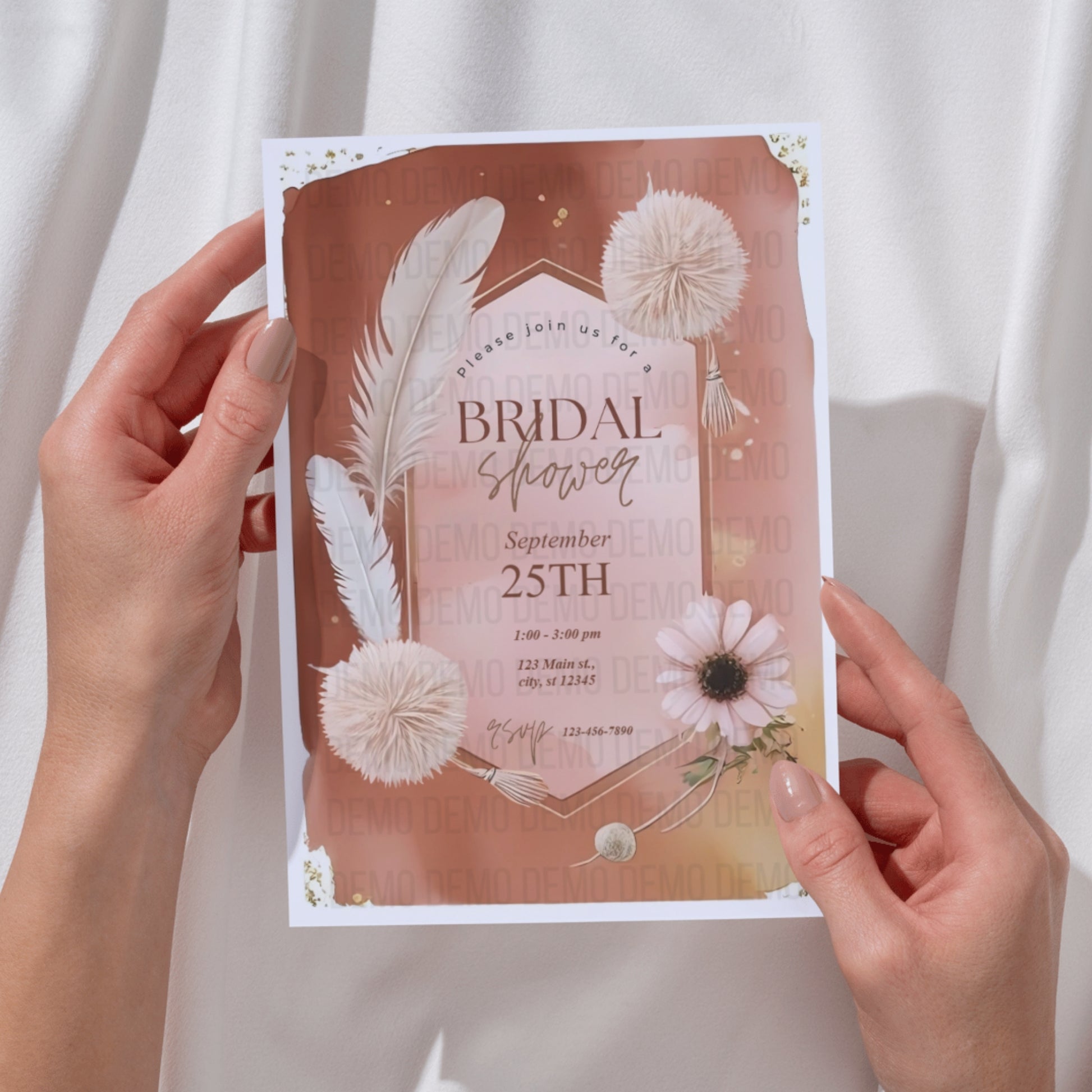Boho Bridal Shower Invitation – Editable Template