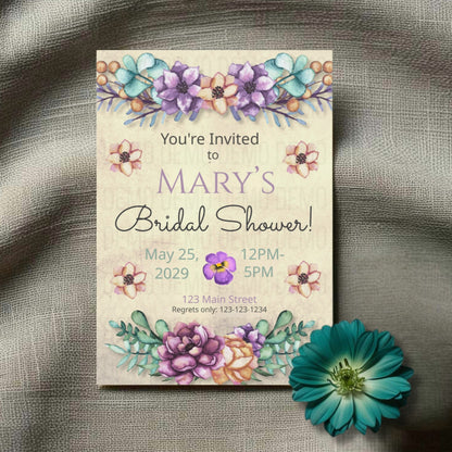 Bold Floral Bridal Shower Invitation – Personalized Editable Template
