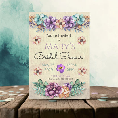 Bold Floral Bridal Shower Invitation – Personalized Editable Template