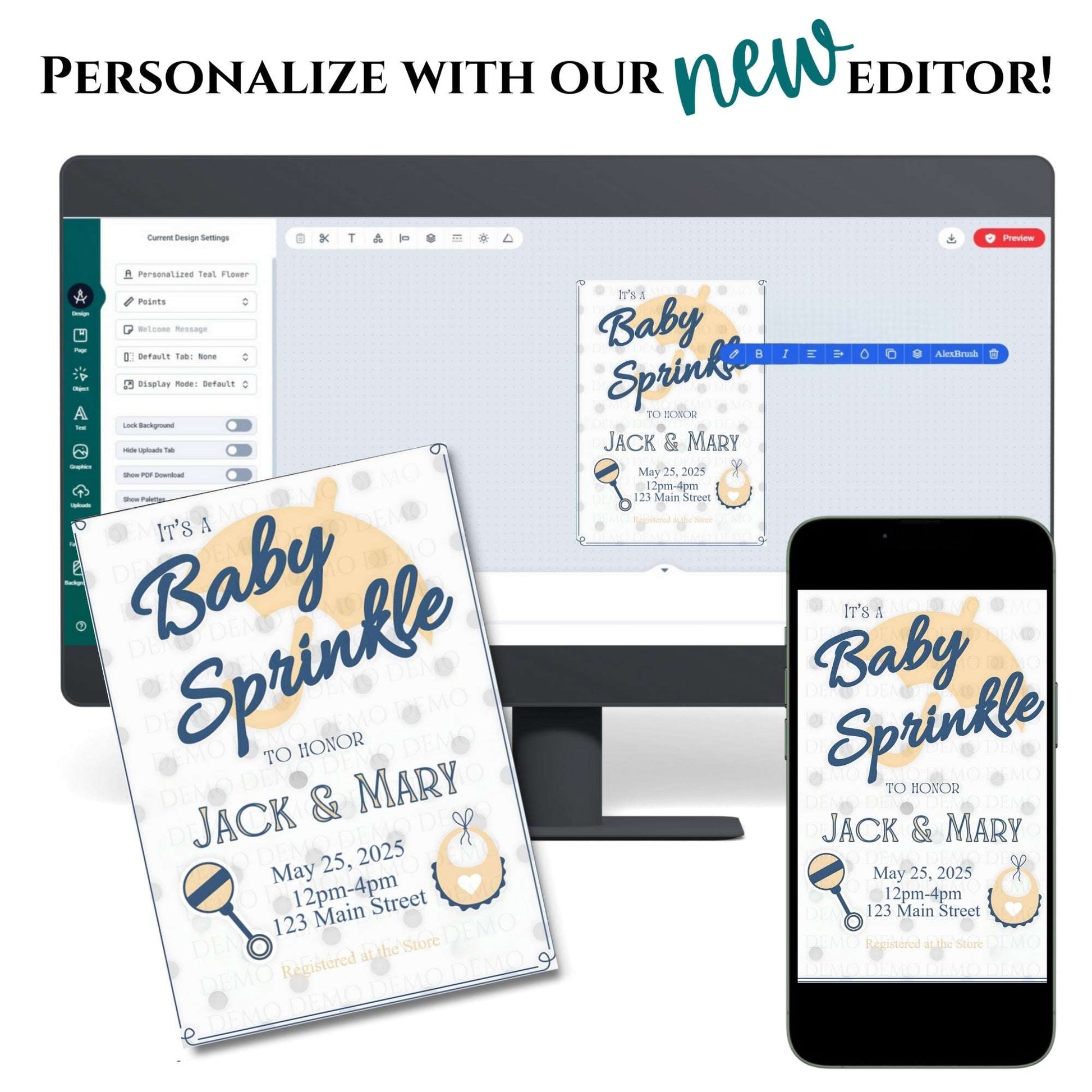 Charming Baby Sprinkle Party Invitation