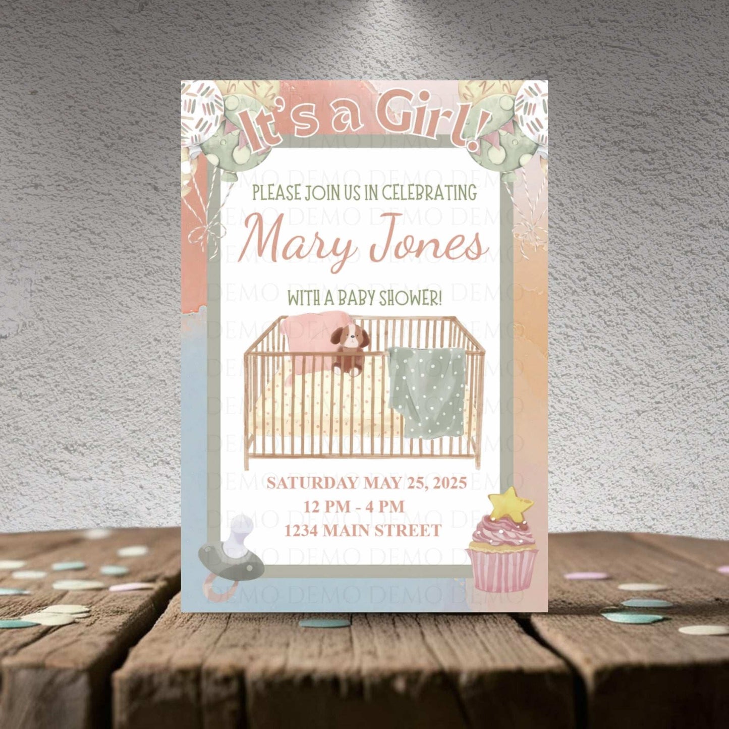 Crib Girl Baby Shower Invitation