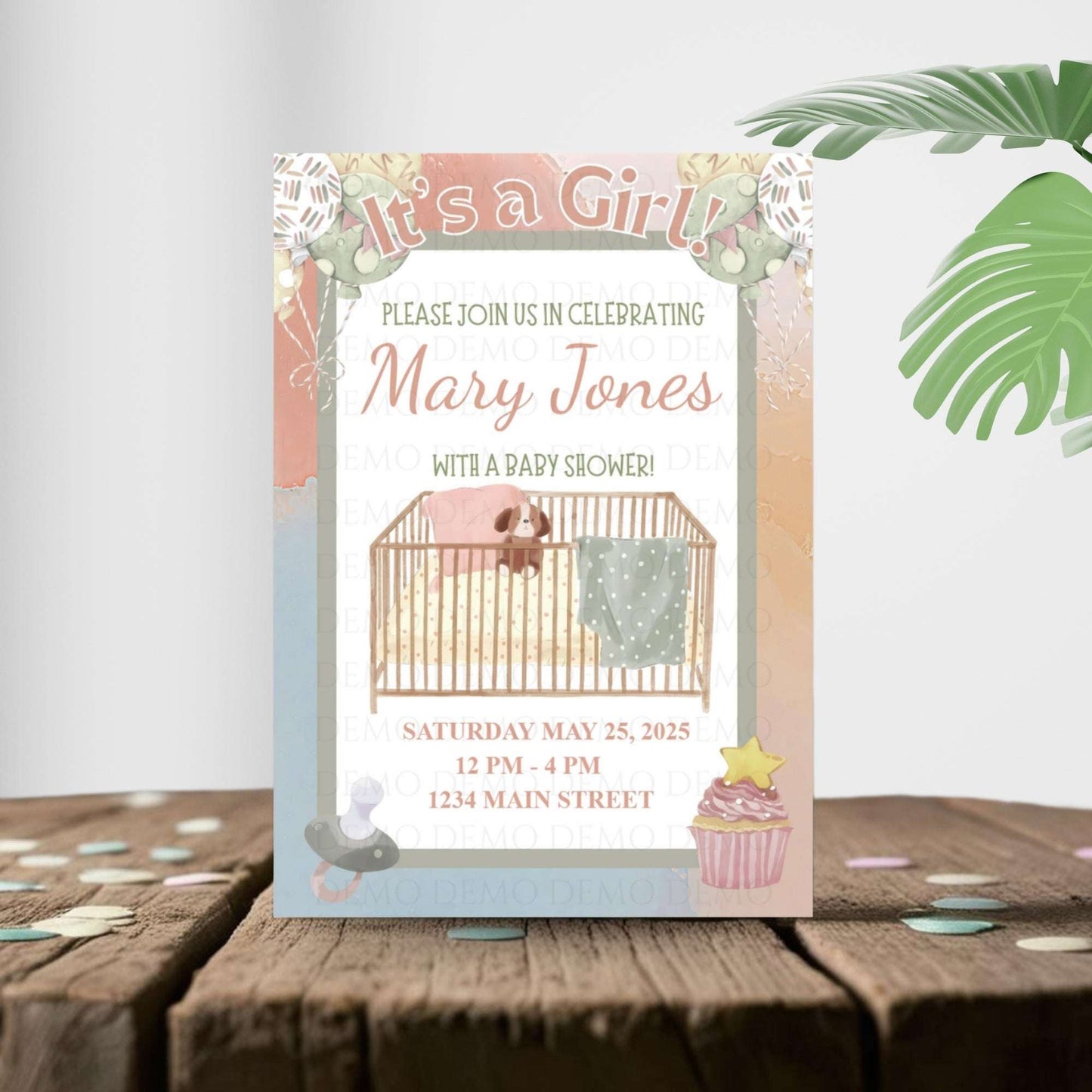 Crib Girl Baby Shower Invitation